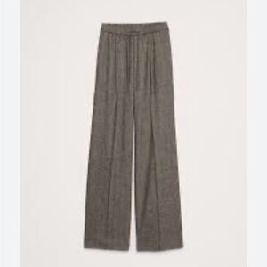 Wide leg wool herringbone drawstring trouser banana republic small effortless